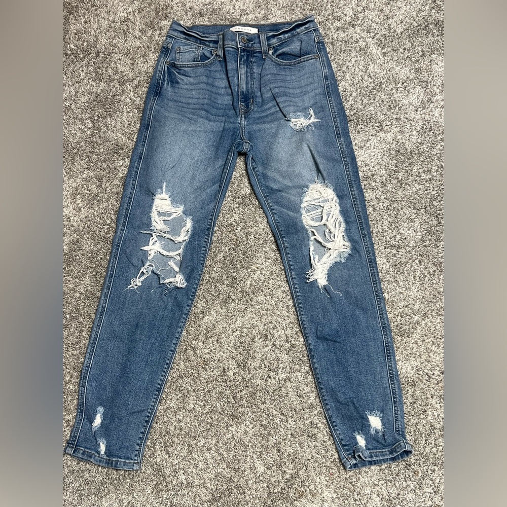 Eunina Blue Distressed Boyfriend Jeans